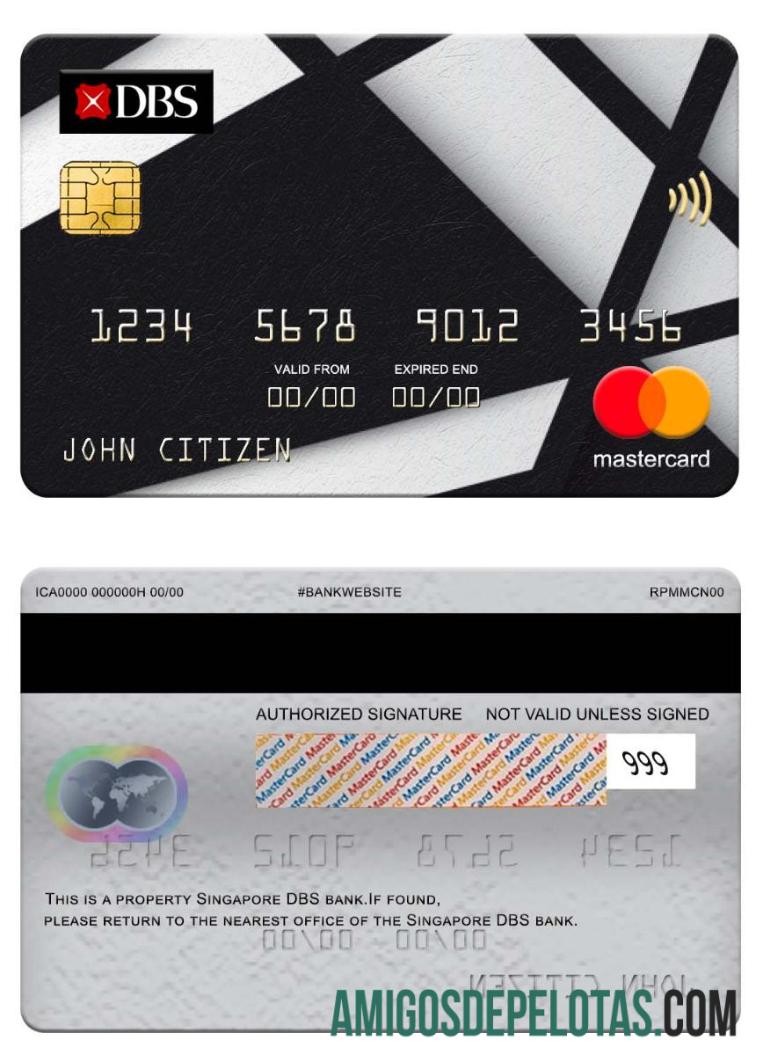 Singapura DBS Bank Mastercard modelo
